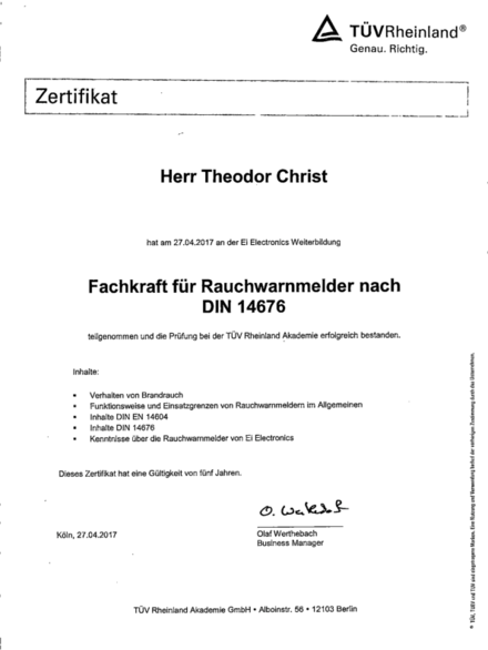 Fachkraft für Rauchwarnmelder bei Pickel Elektro- und Sanitär GmbH in Leutershausen