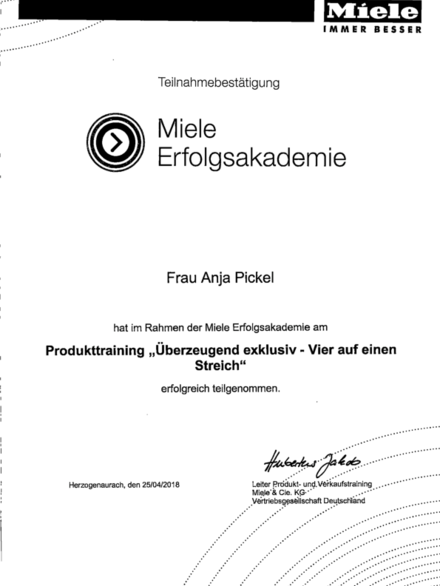 Miele Erfolgsakademie bei Pickel Elektro- und Sanitär GmbH in Leutershausen