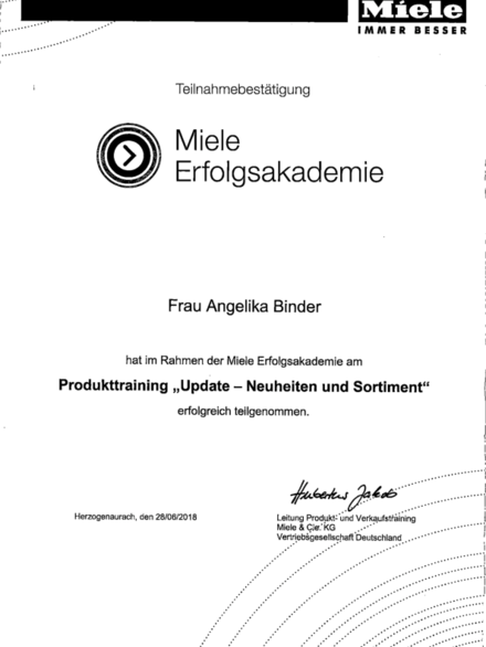 Miele Erfolgsakademie bei Pickel Elektro- und Sanitär GmbH in Leutershausen