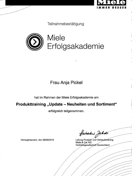 Miele Erfolgsakademie bei Pickel Elektro- und Sanitär GmbH in Leutershausen