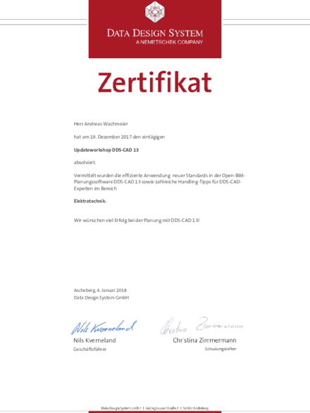 Updateworkshop DDS-CAD 13 bei Pickel Elektro- und Sanitär GmbH in Leutershausen