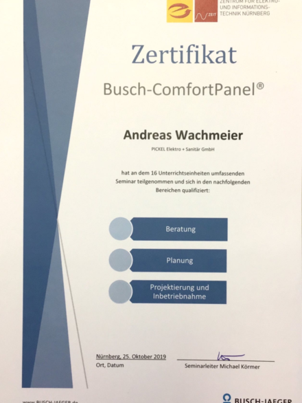 Busch-ComfortPanel bei Pickel Elektro- und Sanitär GmbH in Leutershausen